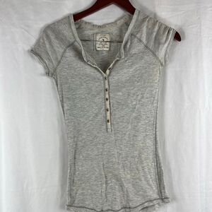 Abercrombie & Fitch Y2K Women’s Baby Henley Tee Gray Size L (Runs Small)